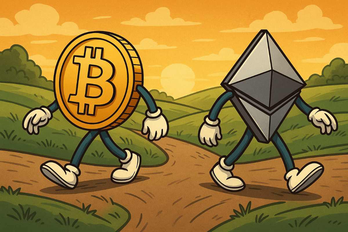 Bitcoin en Ethereum drijven verder uit elkaar: Spaarpot versus werkpaard