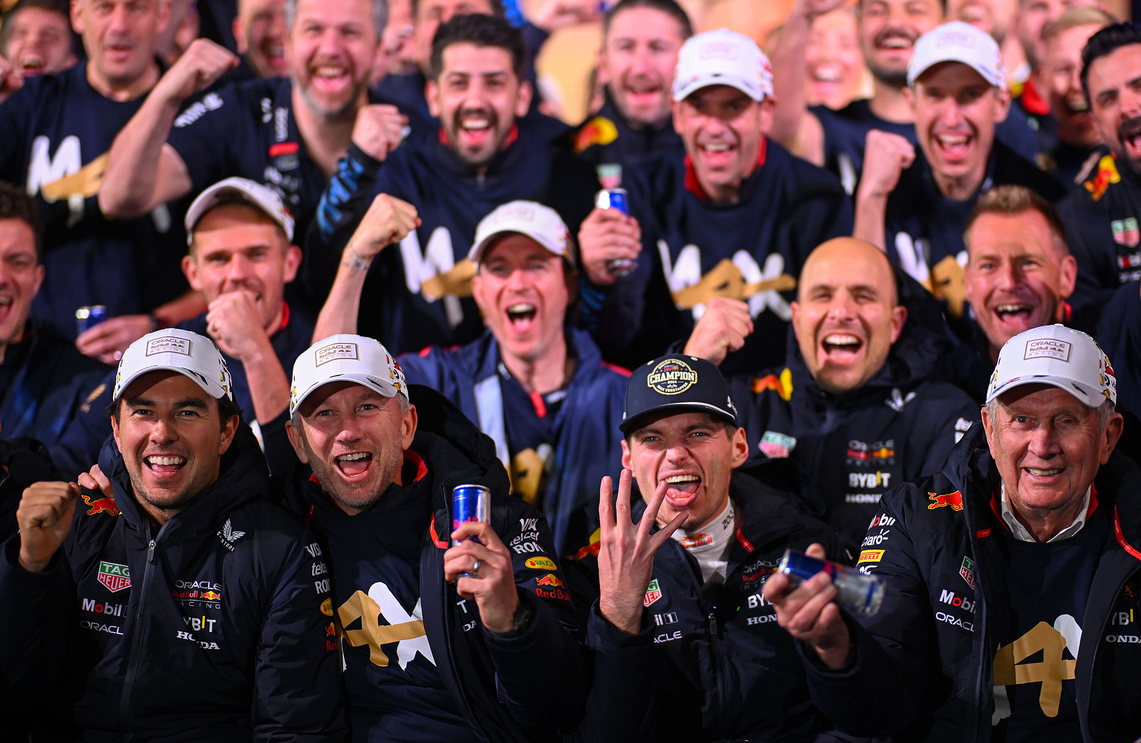 Max Verstappen celebrating his world championship win in Las Vegas.